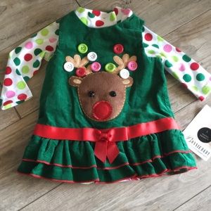 NWT 6-9 mo Christmas outfit Bonnie baby